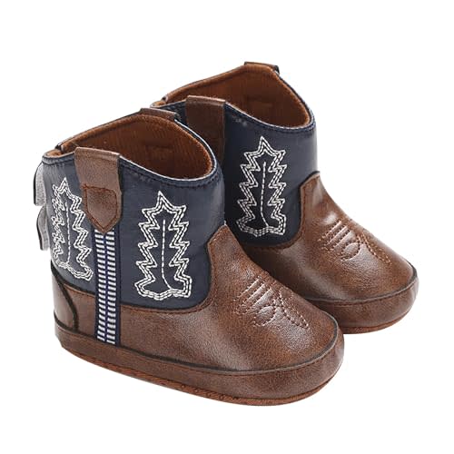 Leather Cowboy Booties Soft Sole Non Slip Shoes for Baby Infant Western Baby Girl Shoes Country Boots for Baby Boy