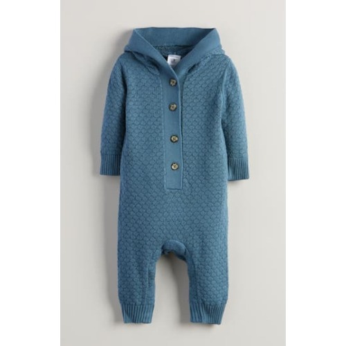 Hooded Pointelle Sweater Romper, 3M