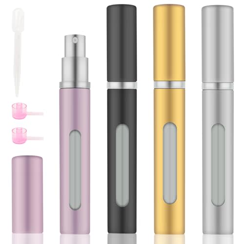 OBSGUMU 4pcs Mini Perfume Travel Bottle, Perfume Atomiser Refillable, 5ML Spray Bottles, Portable for Travel Holiday, Outdoor Activities and Business