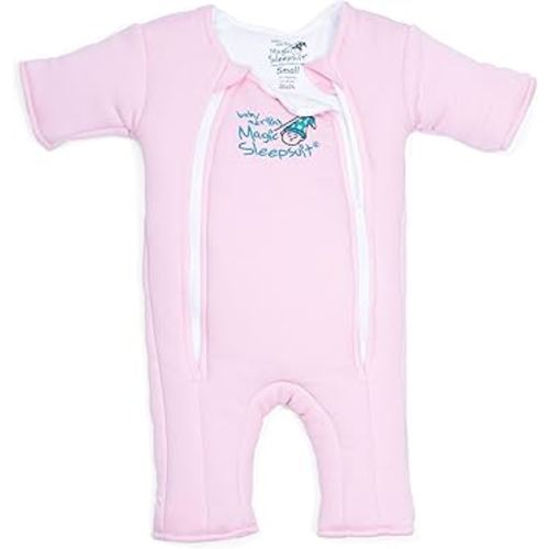 Magic Sleepsuit Baby Merlin's Cotton Baby Swaddle Transition Product - Soft and Cozy Design, Double Zipper for Easy Diaper Changes, Promotes Safe Sleep, 3-6 Months - Pink - Small 12-18lbs