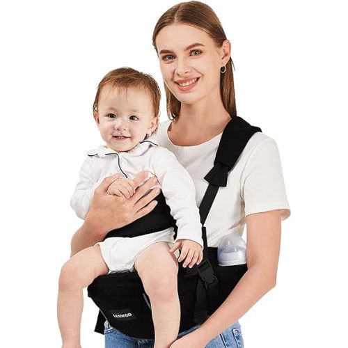 Baby Hip Carrier,Baby Carrier with Shoulder Strap,Adjustable Extended Waistband with Various Pockets-Ergonomic,Baby Carrier for Newborns & Toddlers -Black