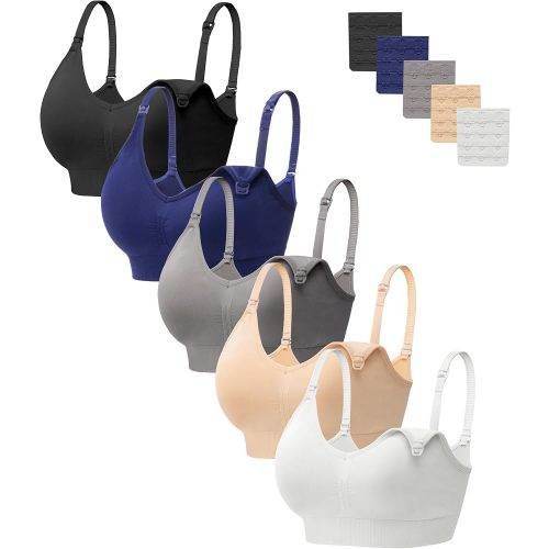 HBselect Women Maternity Bras 5 Pack Nursing Bras for Breastfeeding