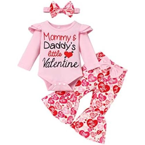 Newborn Baby Girl clothes Ruffle Bell Bottom Pants Headband Clothes Set