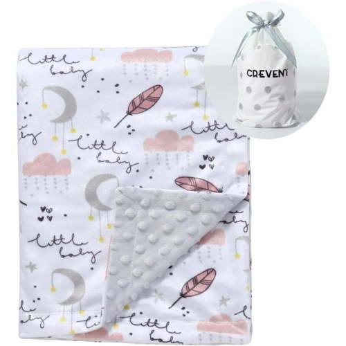 CREVENT Soft Plush Minky Baby Blanket for Girls, for Newborns, Toddlers Bedding Napping - Sweet Dream 30x40 Inches