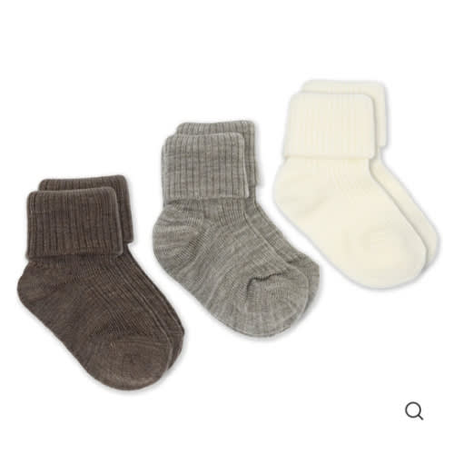 Wool Socks, Baby and Toddler, Brown-Gray & White