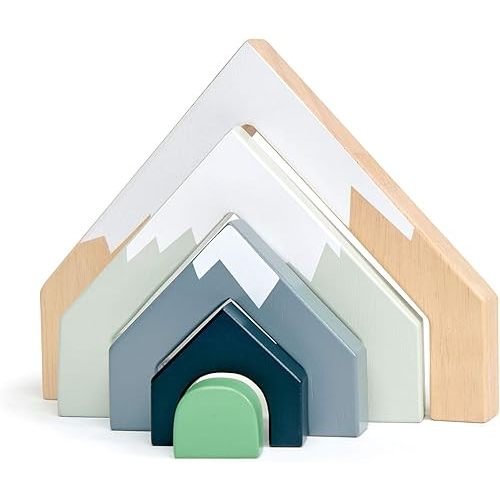 Tender Leaf Toys - Mountain Pass Stack - Stacking Train Tunnel Toy Set for Children - Develop Fine Motor Skills and Creativity for Age 3+