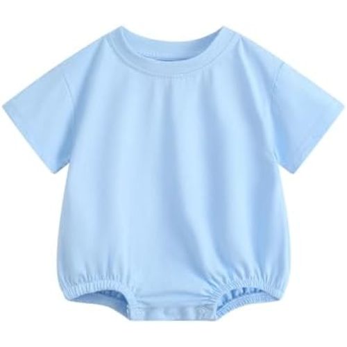 Bafeicao Baby Boy Girl Bubble Romper Organic Cotton Infant Summer Oversized Toddler T-Shirt Bodysuit Short Sleeve