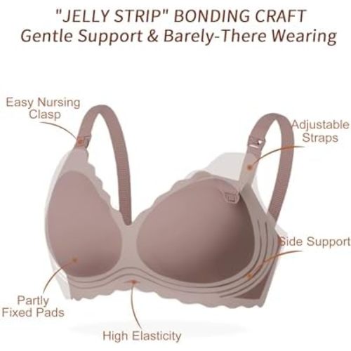 Nursing Bras for Breastfeeding Wavy Seamless Comfort Maternity Bralette Wireless Pregnancy Sleep Bra with Support