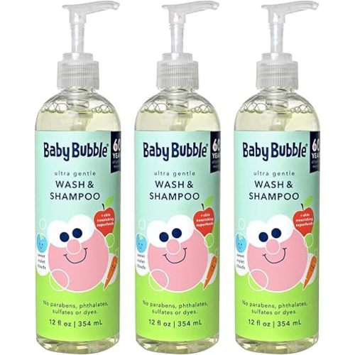 Mr. Bubble Baby Bubble Ultra Gentle Body Wash & Shampoo, Sweet Violet Clouds Scent, 12 oz. Pack of 3