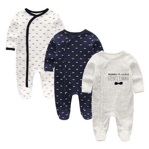 Baby Girls Boys Long Sleeve Printed Bodysuit Infant Foot Jumper Cotton One-Piece Romper 0-12 Months