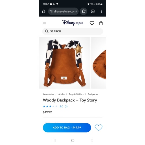 Woody Backpack – Toy Story | Disney Store