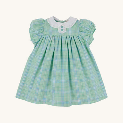 Mary Dal Dress - Pelham Bay Plaid (Green) with Worth Avenue White