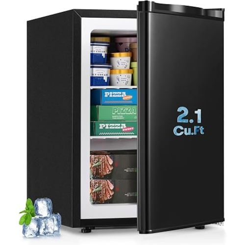 2.1 Cu.Ft Upright Freezer, 7 Level Thermostat & Removable Shelves
