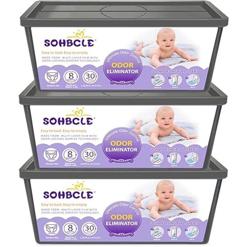 Refills Compatible with Genie Easy Roll Signature Diaper Pail and Platinum Diaper Pail, Upgraded 90 Bags Hold up to 4200 Newborn Diapers, Extra Thickness Powerful Odor Control