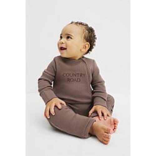 Chocolate Organically Grown Cotton Waffle Jumpsuit - Jumpsuits & Bodysuits | Country Road