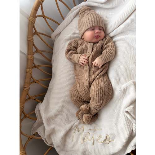 LONG COTTON SNAPS ROMPER | TEDDY BROWN