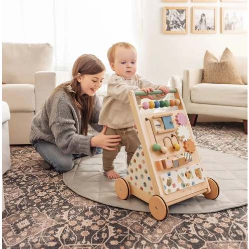 Tiny Land® Versatile Natural Wooden Baby Walker – Finn + Emma