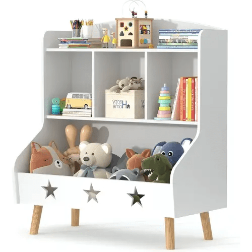 Wide Horizontal Bookcase, 3-Tier Cube Organizer Bookshelf for Toddlers, Mini Open Storage Bookshelve, Low Toy Shelf for Bedroom, Living Room, Nursery and Classroom(White)