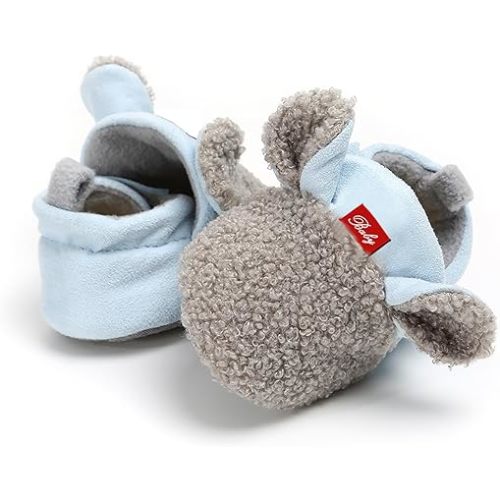 SOFMUO Unisex Baby Girls Boys Warm Fleece Booties Soft Infant Winter Boots Newborn Socks Non-Slip Toddler First Walker Shoes