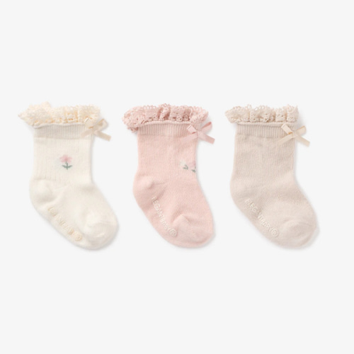 Floral Ankle Non Slip Baby Socks 3 pack – Elegant Baby