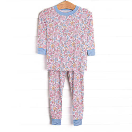 Sunset Florals Bamboo Pajama Set, Blue – Stitchy Fish