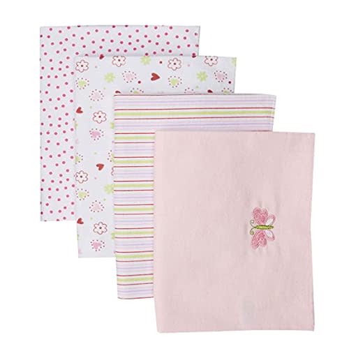Spasilk Baby 4 Pack 100% Cotton Flannel Receiving Blanket