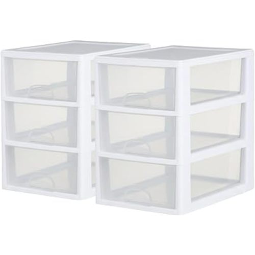 Sterilite Stacking Drawer Storage Organizer for Clothes, 6 Quart, 6-Pack