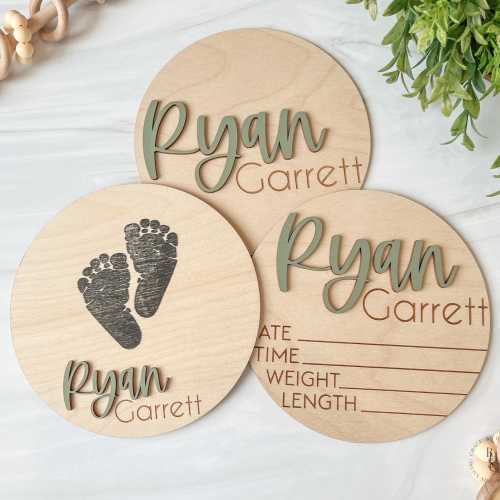 Baby Announcement Sign With Birth Stats | Matching Name Plate | Wood Sign for Name Reveal | Personalized Baby Name Sign | Sign For Hospital