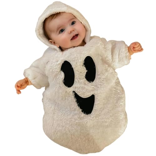 Guodeunh Baby Girl Boy Halloween Outfits Ghost Costumes Long Sleeve Hoodie Jumpsuit One Piece Romper Fall Winter Bodysuit