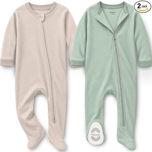 2pk Baby Pajamas Footie, Baby Sleepers, Newborn Pajamas (Sage, 3-6M)