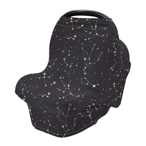 Star Constellation Starry Night Sky Pattern Galaxy Universe Stretchy Baby Car Seat Cover Infant Canopy Nursing Covers Breastfeeding Cover Breathable Windproof Winter Scarf for Boys Girls