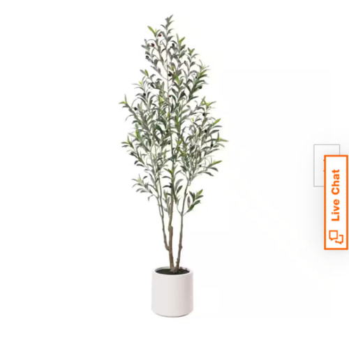 6 ft. Artificial Olive Tree with White Planter, Large Faux Olive Silk Tree for Indoor Home Decor and Housewarming Gift