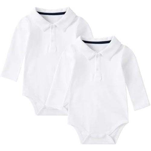 pureborn Baby Romper Bodysuits 2-Pack Unisex Soft Cotton One-Piece Outfit for Infant Boys Girls 0-24 Months