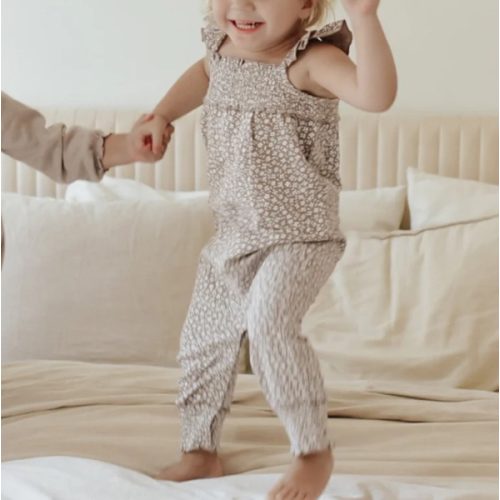 Almond Floral | Kids' Organic Muslin Sleeveless Romper – L'ovedbaby