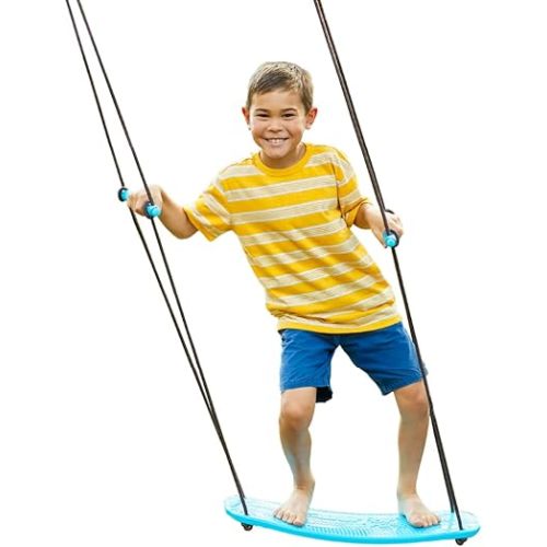 Swurfer Kick Stand Up Surfing Tree Swing Outdoor Swings for Kids Up to 200 Lbs - Hang from Up to 10 Feet High - Includes 24" SwingBoard, UV Resistant Rope, & Handles