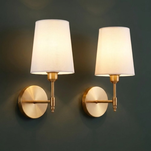 Cordless Wall Sconce with Fabric Shade & Remote