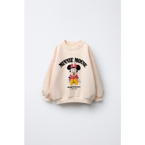 MINNIE MOUSE © DISNEY FLOCK PRINT SWEATSHIRT - Ecru | ZARA United States