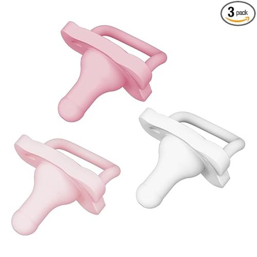 Dr. Brown's HappyPaci 100% Silicone Baby Pacifier, Contoured One-Piece Design, Light Pink/Pink/White, 0-6m, BPA-Free, 3-Pack