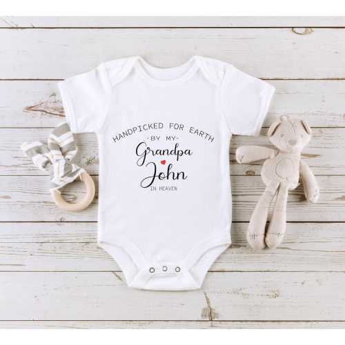 Personalized Grandpa Memorial Onesie®, Grandpa In Heaven Onesie®, Handpicked By My Grandpa Onesie®, Handpicked For Earth Baby Onesie®