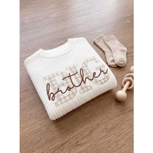 Promoted To Big Brother Jumper, Organic Chunky Knit, Toddler Boy Gift, Matching Sibling Outfit, Pregnancy Announcement
