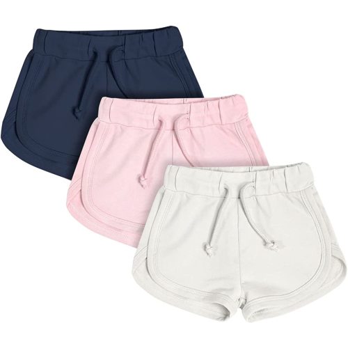 Teach Leanbh Baby Boys Girls 3 Pack Athletic Shorts Cotton Soild Color with Drawstring
