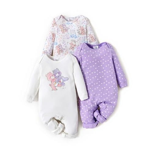 AdoraCute by PatPat Care Bears Baby Girl Boy Clothes 3-pack Long Sleeve Bodysuit Cotton Unisex Baby Rompers Set