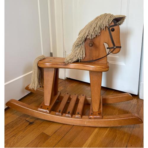 Heirloom Wooden Rocking Horse – Handmade Vintage Ride-On (31" L × 25" H)