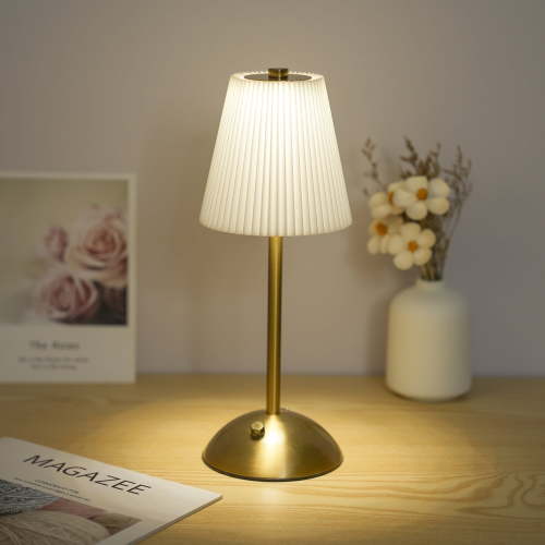 Cordless Table Lamp, Modern Touch Control LED Desk Lamp, 3 Colors Dimmable Rechargeable Lamp with Fabric Shade for Bedroom Living Room Bars Restaurants Coffee Camping