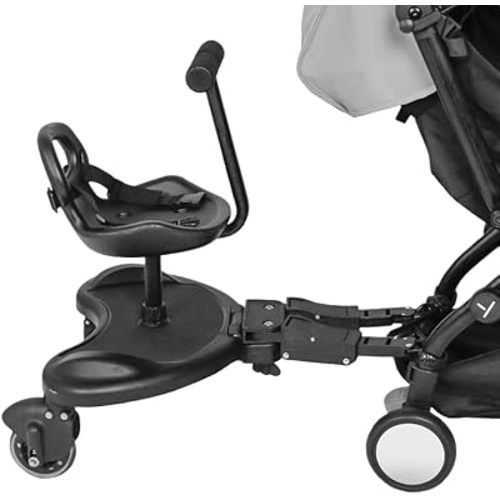2-in-1 Universal Stroller Board w/Saddle Seat,Sit & Stand Toddler Stroller Seat Attachment Strollers Board Adjustable Attachment for Toddler with 2 Wheel,Holds Children Up to 55 lbs (Type B)
