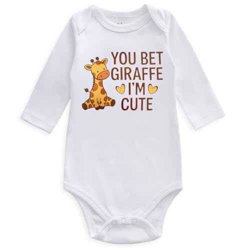 you bet giraffe i'm cute Baby Clothes gender neutral giraffe baby clothes girl boy