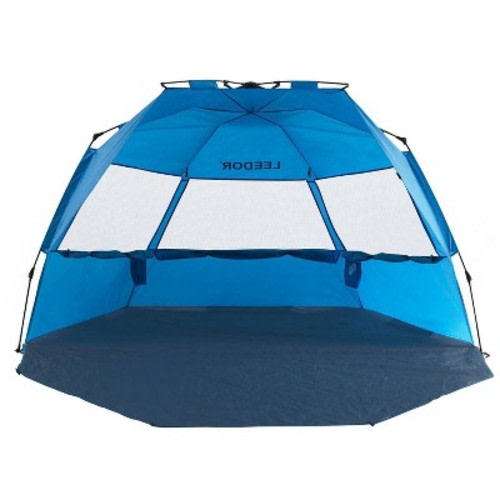 Leedor Outdoor Automatic Pop Up Sun Shade Canopy 4 People Beach Shelter Tent Light Teal Blue, Size: 8.5'