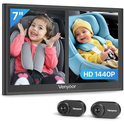 2026 Latest 1440P HD 7'' 2-Kids Dual Baby Car Camera Night Vision