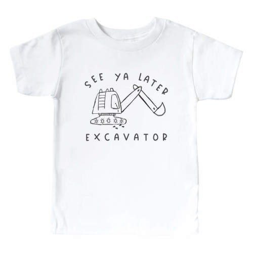 See Ya Later Excavator Kids Graphic Tee | White