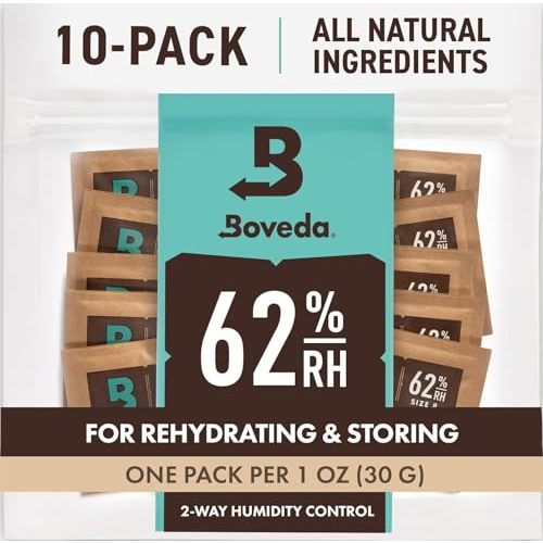 Boveda 62% Humidity Control Packs, Size 8, 10-Pack – Protects Up to 1 oz